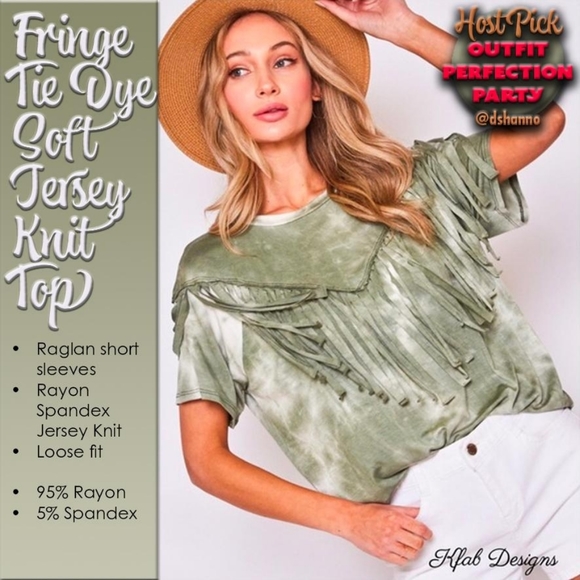 Fringe Tie Dye Soft Jersey Knit Top HOST PICK - Picture 1 of 9